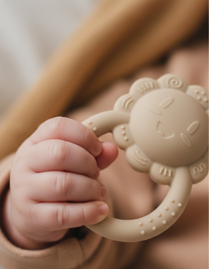 Mighty Lion Rattle Teether - Beige