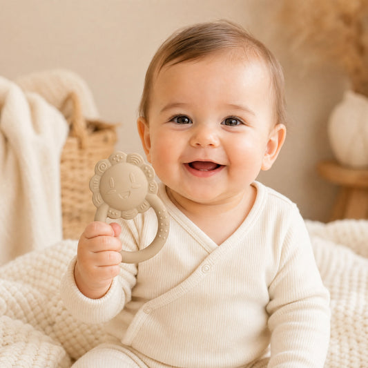Mighty Lion Rattle Teether - Beige