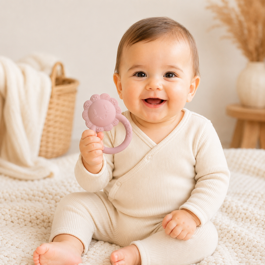 Mighty Lion Rattle Teether - Pink