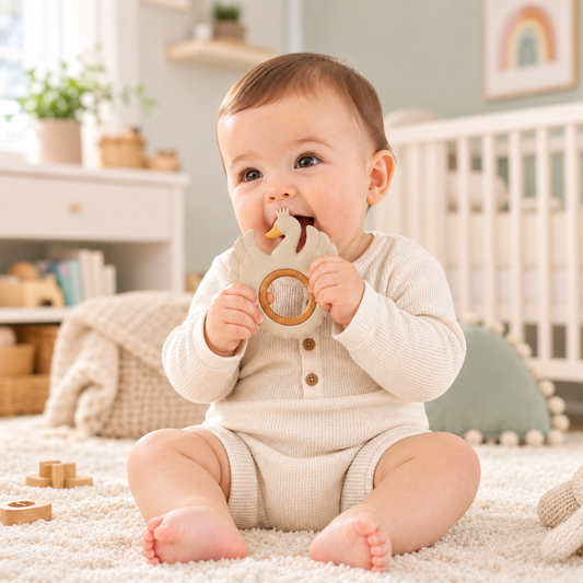 Crown Swan Teether - Beige